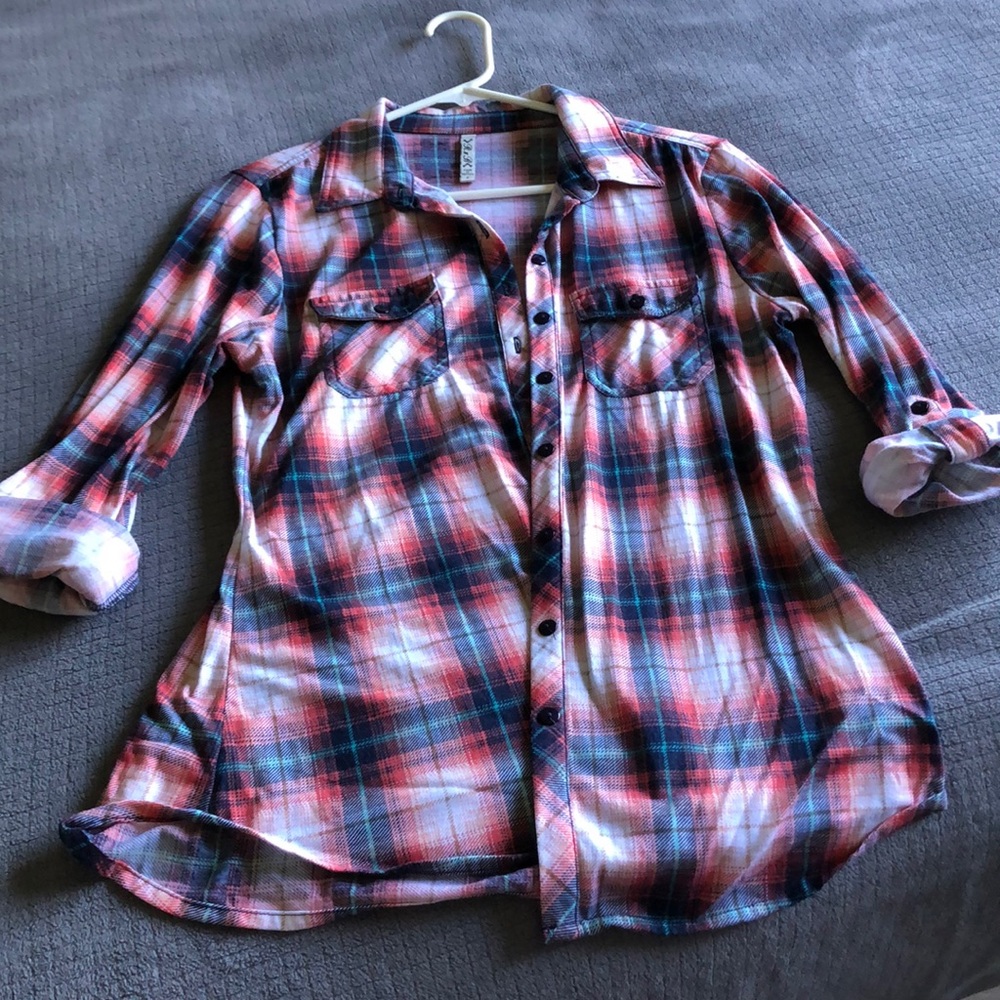 Orange and blue flannel